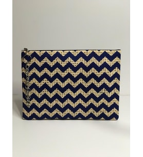 Lacivert Zigzag Clutch Çanta
