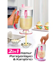 Pratik Hamur Dağıtıcı Ölçekli Pancake Cupkek Krep Muffin Akıtma,Hamur Karıştırıcı 2 Si Bir Arada