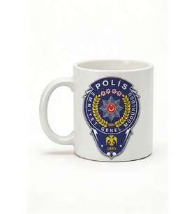Polise Hediye Polis Rozeti Desenli Baskılı Hediye Kupa Bardak