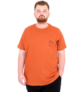 Mode XL Büyük Beden Erkek T-Shirt Bisiklet Yaka Space U25018 Tarçın