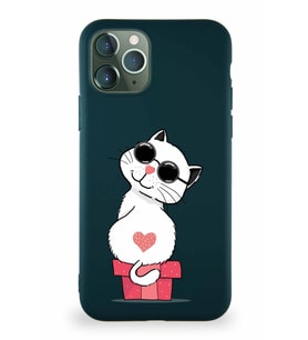 Apple iPhone 11 Pro Soft Premier Kapak Coolcat Tasarımlı Silikon Kılıf - Yeşil (Şeffaf)