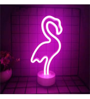 Neon Işıklı Dekoratif Flamingo Masa Gece Lambası  (Renksiz)