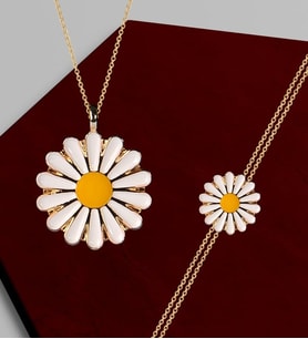 BK Gift Gold Papatya Kolye Bileklik Seti, Sevgiliye Hediye, Arkadaşa Hediye, Doğum Günü Hediyesi