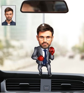 Kişiye Özel Fotoğraflı Başkan Tasarımlı Karikatür Araba Dikiz Ayna Süsü