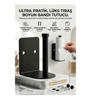 Mat Siyah Metal Berber Boyun Kağıdı Tutucu Askısı (Yapışkanlı & Vidalı) 723023