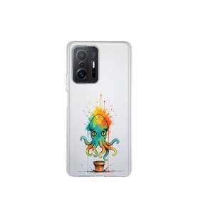 Xiaomi Mi 11T ile uyumlu Splash ahtapot tasarımlı şeffaf silikon kılıf