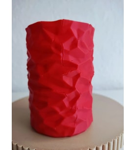 Lexroo 3D Baskı Buruşuk Kağıt Görünümlü Kalemlik Modern Masaüstü Organizer Dokulu Kalem - Kırmızı