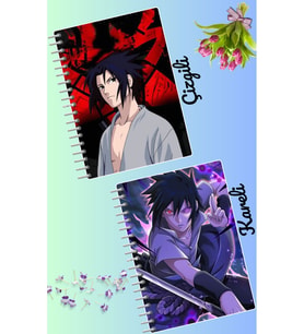 Sasuke Uchiha defter seti 2 adet A4 boyutu 21*30 çizgili + kareli 60 syf