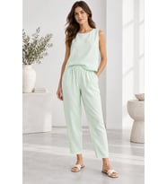 Beli Lastikli Modal Pantolon & Kalın Askılı Bluz Takımı - Bebe Mavi