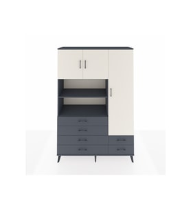 Hyperion Dolap 9 Raflı 6 Çekmeceli 3 Kapaklı 132x44x195 Antrasit-Aytaşı/Antrasit