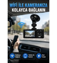 Çift Kameralı WiFi Araç Kamerası 170° Geniş Açı Full HD Araç İçi Kayıt Sistemi
