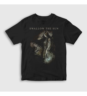 Presmono Unisex Çocuk Siyah Wings Swallow The Sun T-Shirt 530487tt