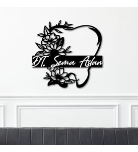 Kişiye Özel Dişçi Temalı Kabartma İsimli Dekoratif Tablo (Siyah)