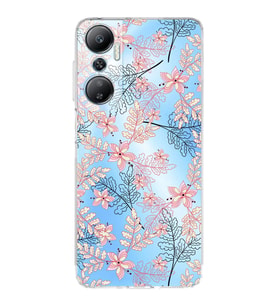 PrintiFy İnfinix Hot 20 Uyumlu Kamera Korumalı Floral Kırmızı Tasarımlı Şeffaf Silikon Kılıf