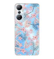 PrintiFy İnfinix Hot 20 Uyumlu Kamera Korumalı Floral Kırmızı Tasarımlı Şeffaf Silikon Kılıf