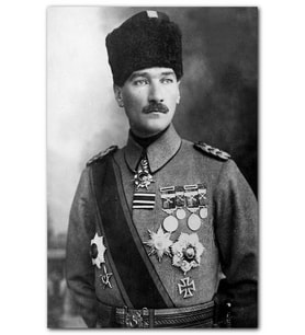 Cakatablo Atatürk Kalpaklı Madalyalı MDF Tablo