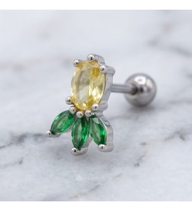 FerizZ 316L Çelik Zirkon Taşlı Ananas Şekilli Piercing PRC-169