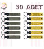 Kül Gri & Sarı, 50’li Set, İsim Yazılabilen Deri Anahtarlık, Kurumsal Eğitim Sonu Katılımcılara Anı