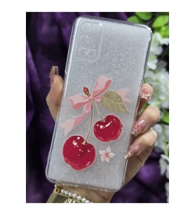 Oppo A52 / Oppo A72 / Oppo A92 Uyumlu Kiraz ve Kurdele Desenli Şeffaf Telefon Kılıfı