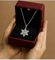​✨ Işıklı Kutusunda  Kar Tanesi Tasarım  Kolye  Pırlanta Işıltısında Zirkon Taşlı  Sevgiliye/Arkadaşa En Özel Kış Hediyesi (Silver)