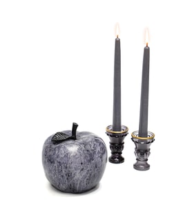 Dekoratif Black Apple Heykel (16 cm) (Siyah)