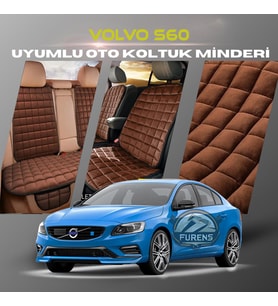 Volvo S60 Kahverengi Renk Tay Tüyü Cepli & Terletmez Sırtlı Oto Koltuk Minder Seti - Koltuk Koruma Kılıfı (ÖN & ARKA TAM SET)