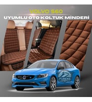 Volvo S60 Kahverengi Renk Tay Tüyü Cepli & Terletmez Sırtlı Oto Koltuk Minder Seti - Koltuk Koruma Kılıfı (ÖN & ARKA TAM SET)