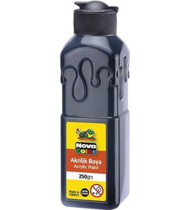 Siyah Akrilik Boya 250 gr 1 Adet Su Bazlı Akrilik Boyası Hobi Sanatsal Boy Tuval Ahşap Metal