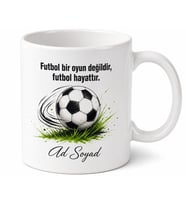 Futbol Sever İçin Kişiye Özel Top Temalı Baskılı Kupa Bardak Spor Hediyesi