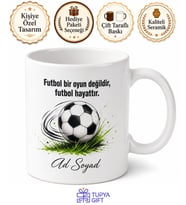 Futbol Sever İçin Kişiye Özel Top Temalı Baskılı Kupa Bardak Spor Hediyesi