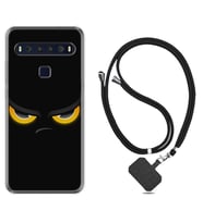 TCL 10L 10 Plus 10SE 20E 20SE 30 L7 Kılıf Boyun Askılı Silikon Black Eyes 1644