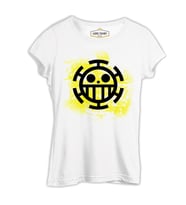 One Piece - Trafalgar Law Logo Beyaz Kadın Tshirt