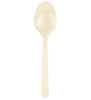Plastik Krem Renk Kaşık - Parti Davet Piknik Çorba Yemek Kaşığı - 18 Cm. - 25 Adetlik Paket