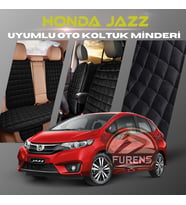 Honda Jazz Siyah Renk Tay Tüyü Cepli & Terletmez Sırtlı Oto Koltuk Minder Seti - Koltuk Koruma Kılıfı (ÖN & ARKA TAM SET)