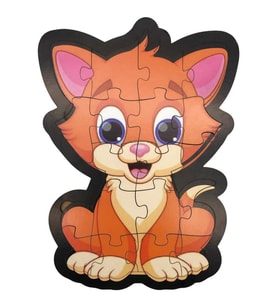 Farbu Oyuncak Ahşap Kedi Puzzle 19 Parça Arka Yüzü Hikayeli Yapboz