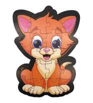 Farbu Oyuncak Ahşap Kedi Puzzle 19 Parça Arka Yüzü Hikayeli Yapboz