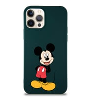 Apple iPhone 12 Pro Soft Premier Kapak Mickey Mouse-B Tasarımlı Silikon Kılıf - Yeşil (Şeffaf)