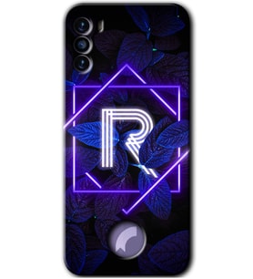 Reeder S19 Max Pro S Kılıf HD Desen Baskılı Arka Kapak - Dark Neon Yaprak R Harfi
