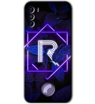 Reeder S19 Max Pro S Kılıf HD Desen Baskılı Arka Kapak - Dark Neon Yaprak R Harfi
