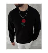 Unisex Bisiklet Yaka Ön Ve Arka Baskılı SweatShirt - Siyah