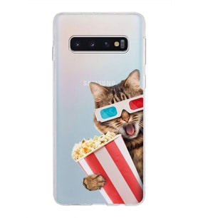 PrintiFy Samsung Galaxy S10 ile Uyumlu 1mm Slim Fit Kedi 1 050b Baskılı Şeffaf  Kılıf