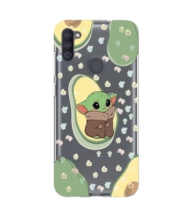 Samsung Galaxy M21 Uyumlu Baby Yoda Desenli Şeffaf Telefon Kılıfı