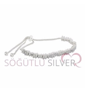 Söğütlü Silver baget taşlı asansörlü bileklik