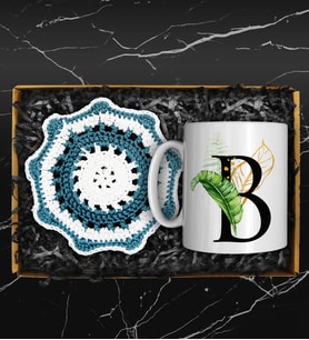 Kişiye Özel Harf Kupa & Handmade Makrome Bardak Altlığı