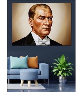 Mustafa Kemal Atatürk Portresi Dekoratif Kanvas - Mdf Ahşap Tablo