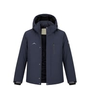 Erkek Lacivert Kapüşonlu Kışlık Softshell Suya Dayanıklı Fermuarlı Cepli Outdoor Mont