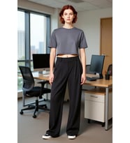 Kadın Esnek Örme Wide Leg Pantolon Fonksiyonel Dayanıklı Kaliteli Konforlu Estetik Premium