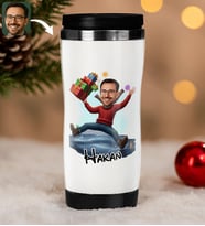 BK Gift Kişiye Özel Erkek Yılbaşı Karikatürlü Çelik Termos Bardak - 9, Yılbaşı Hediyesi, Yeni Yıl Hediyesi