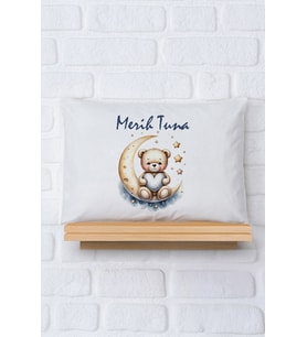 Pia Baby Premium %100 Pamuk İsme Özel Erkek Bebek Yastık Kılıfı 35*45 cm 5082-12