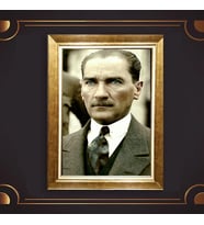 Özel Seri Paspartulu Çerçeveli Atatürk Tablo l57 (Gold)